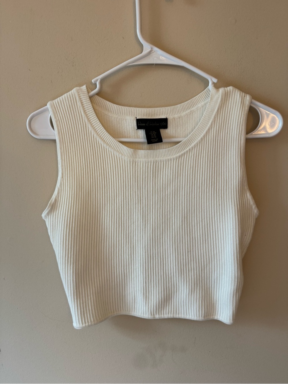 House of Harlow 1960 White Ribbed Crop Tank